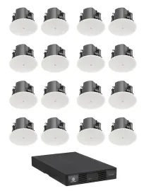 16) JBL Control 412C/T 3" Commercial 70v Ceiling Speakers+Crown Amp 4 Restaurant