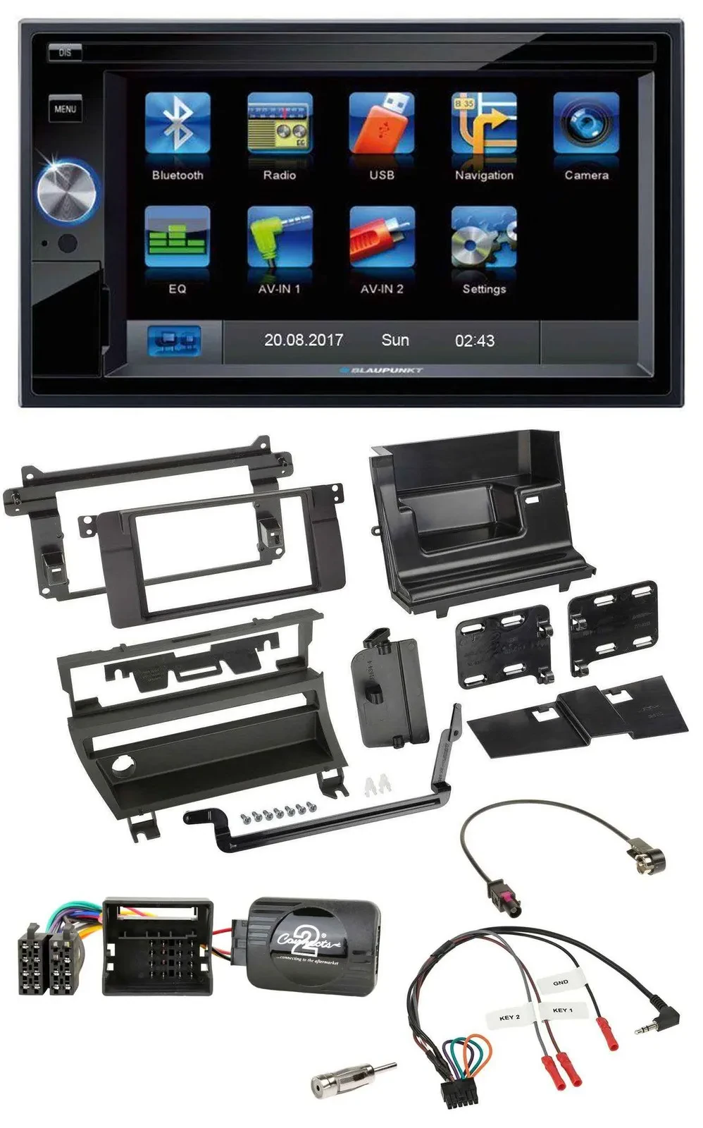 Blaupunkt 2DIN Bluetooth TMC USB Lenkrad SD Navigation für BMW 3-er E46 2001-200