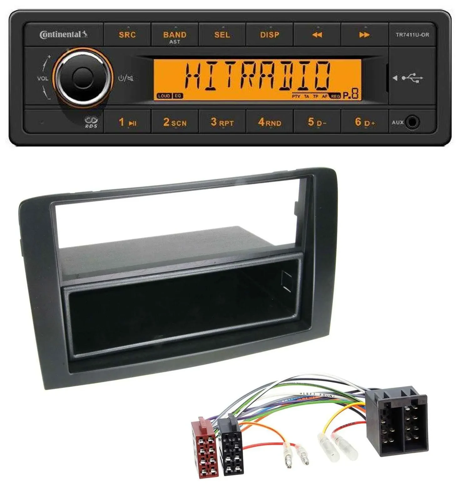 Continental 1DIN USB AUX MP3 Autoradio für Fiat Idea (350 03-11) schwarz