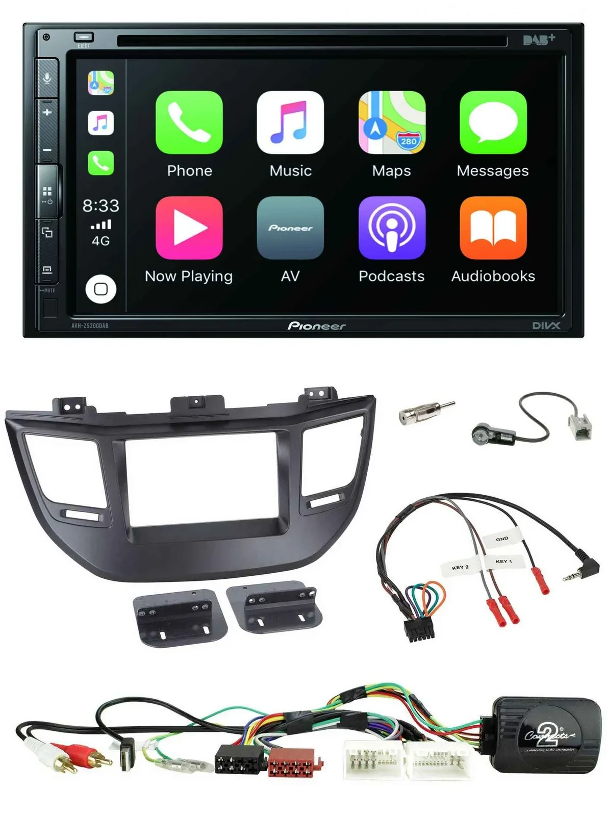 Pioneer DVD 2DIN Lenkrad DAB Bluetooth USB Autoradio für Hyundai Tucson 15-20 sc