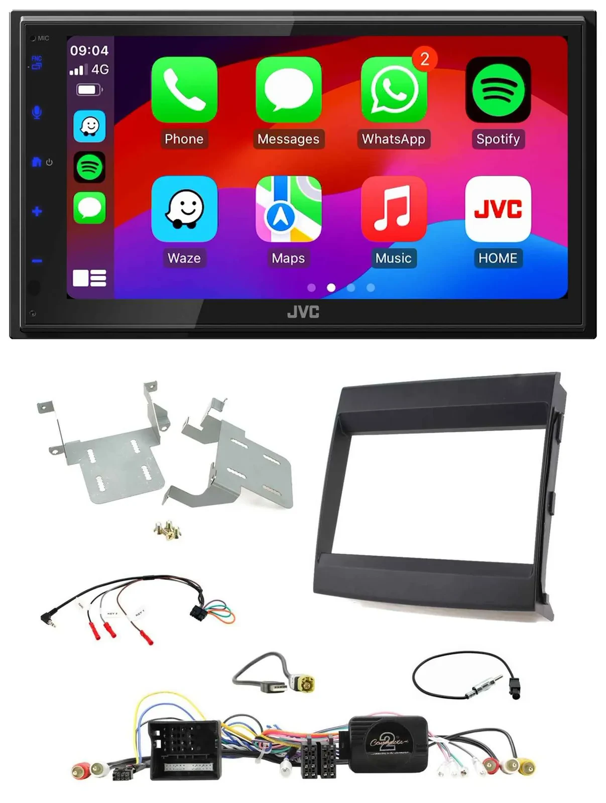 JVC Bluetooth 2DIN Lenkrad DAB USB Autoradio für Porsche Cayenne 2011-2016