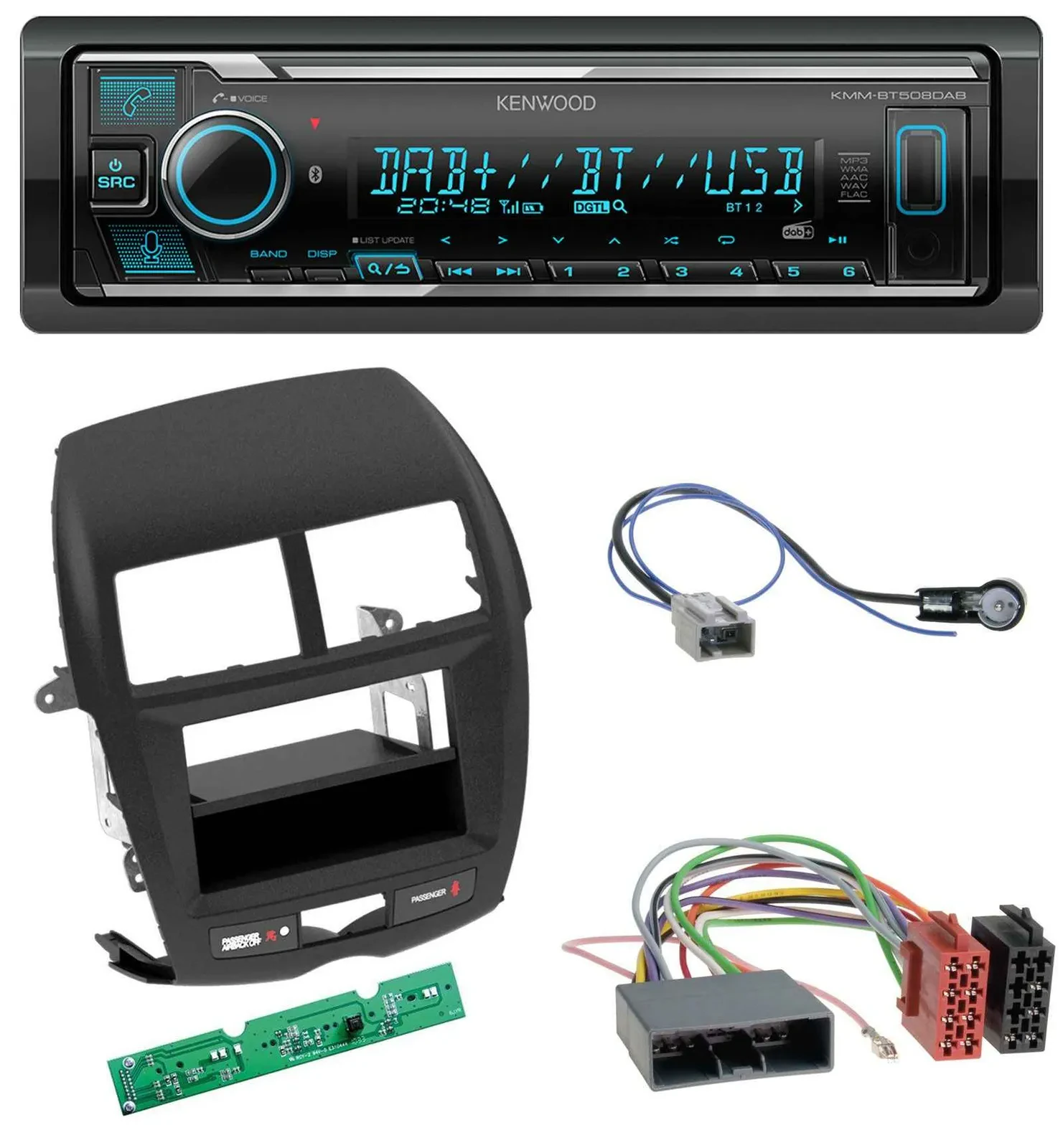 Автомагнитола для Mitsubishi ASX (2010–2014) Kenwood Bluetooth, MP3, DAB, USB
