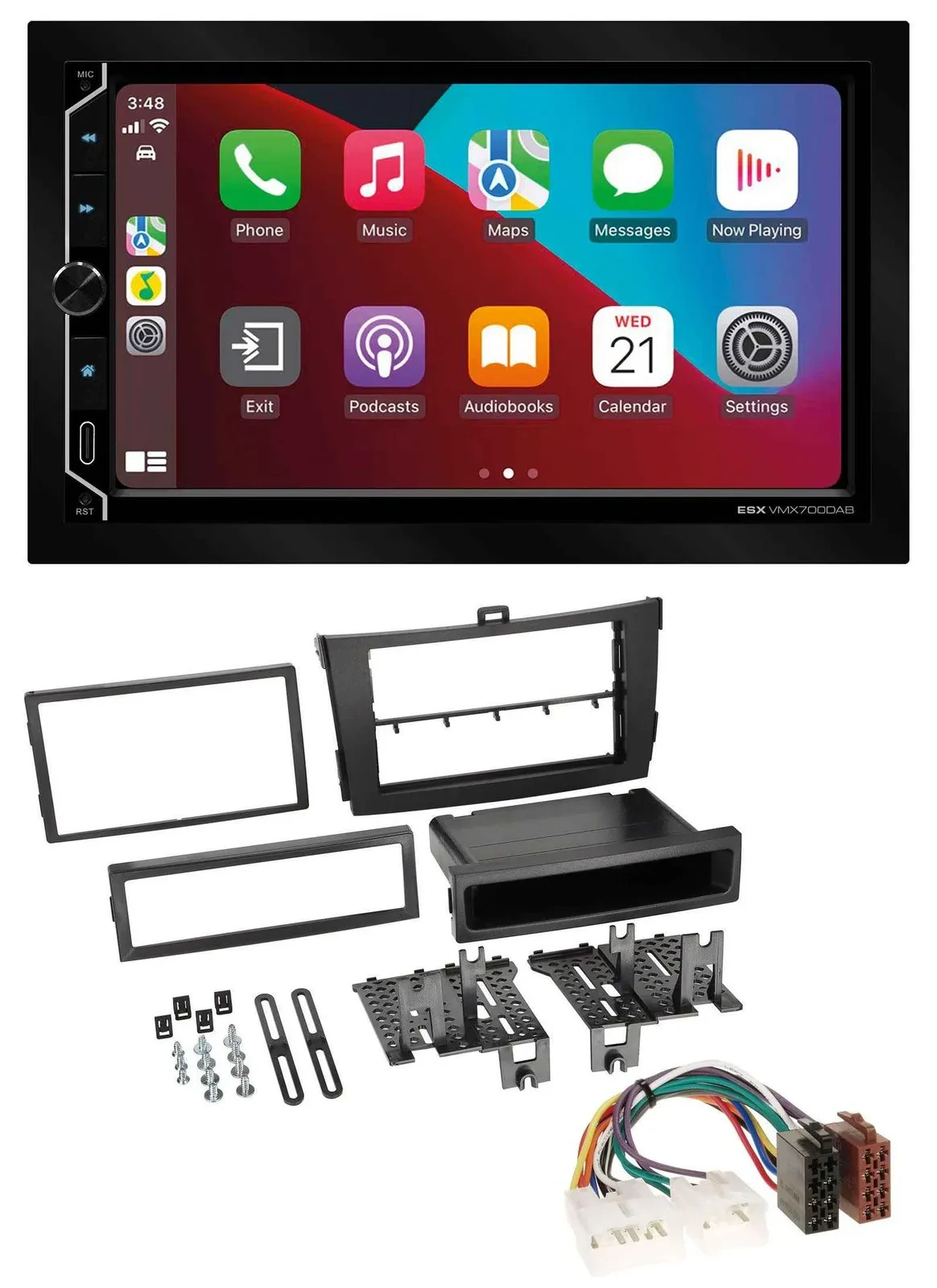 ESX 2DIN DAB USB MP3 Bluetooth Autoradio für Toyota Corolla 09-13 schwarz