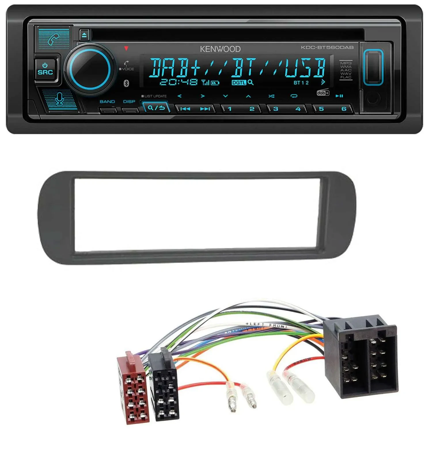 Автомагнитола Kenwood Bluetooth DAB CD MP3 USB для Lancia Y (1996–2004) черный