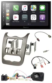 Pioneer Lenkrad Bluetooth DAB 2DIN USB Autoradio für Dacia ab 2012 dunkelsilber