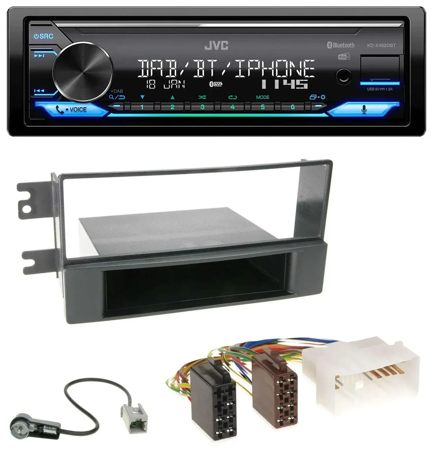 Автомагнитола JVC Bluetooth, DAB, USB, MP3 для Kia Cerato (с 2007)