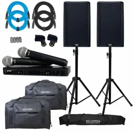 QSC K12.2 12" Powered Active DJ PA Speakers + BLX288/PG58 Wireless Mic System...