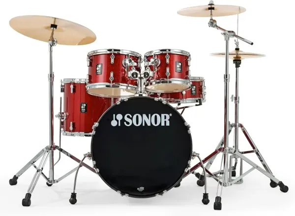 Sonor AQX STUDIO Drum Set w/Hardware and Sabian Cymbals, Red Moon Sparkle