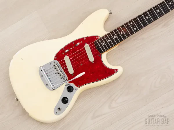 1965 Fender Mustang Vintage Offset Guitar Olympic White w/ Case