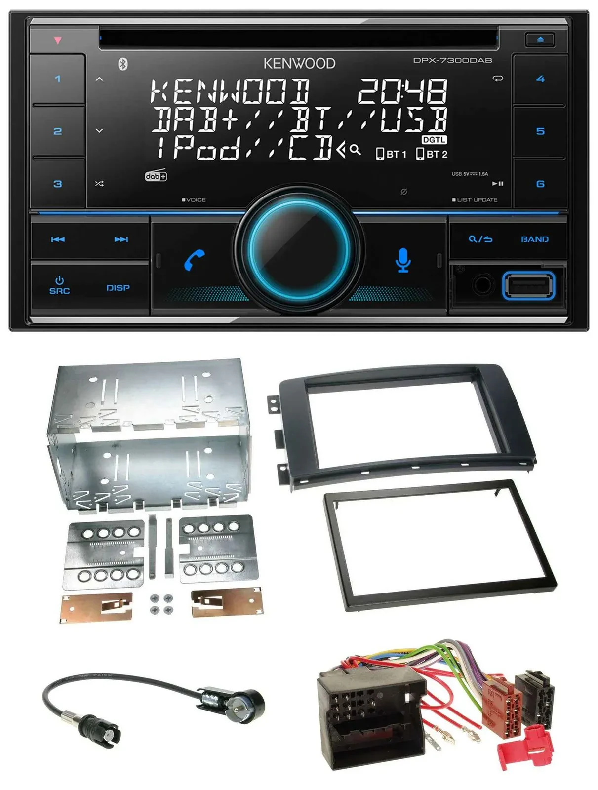 Автомагнитола Kenwood 2DIN, CD, DAB, USB, Bluetooth для Smart ForTwo (2007–2010), ForFour