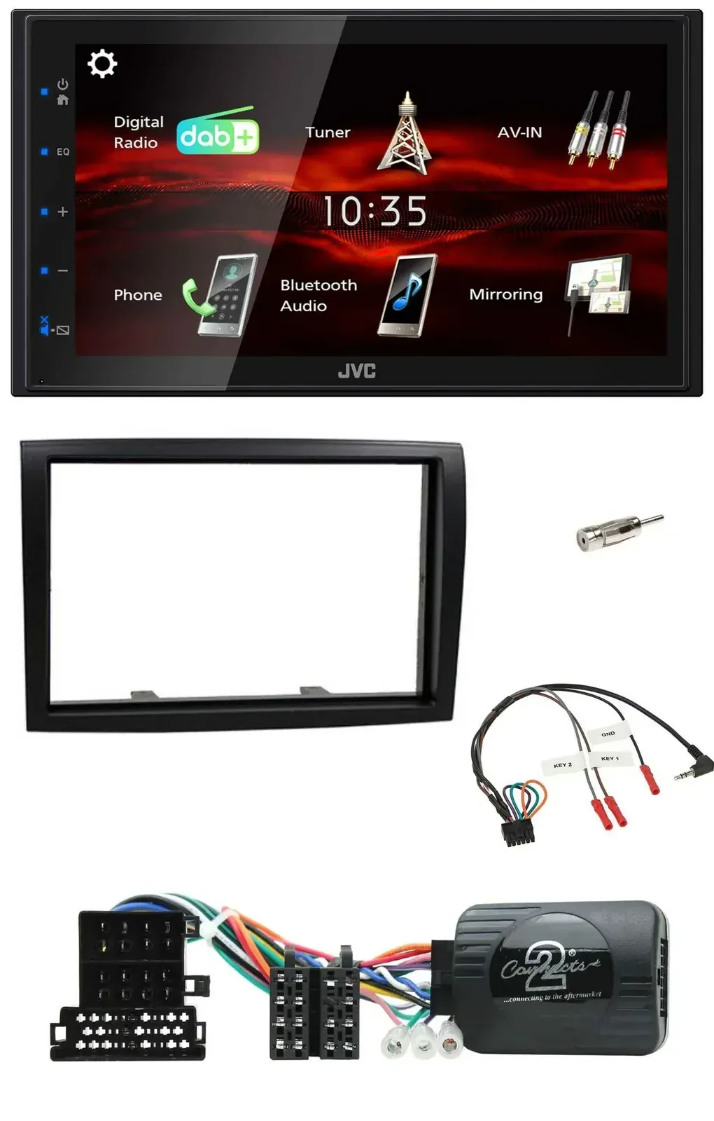 Автомагнитола JVC 2DIN USB Bluetooth DAB для Citroen Jumper 2008–2011