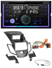 JVC MP3 USB 2DIN DAB Bluetooth CD Autoradio für Ford Fiesta 08-10 Display schwar