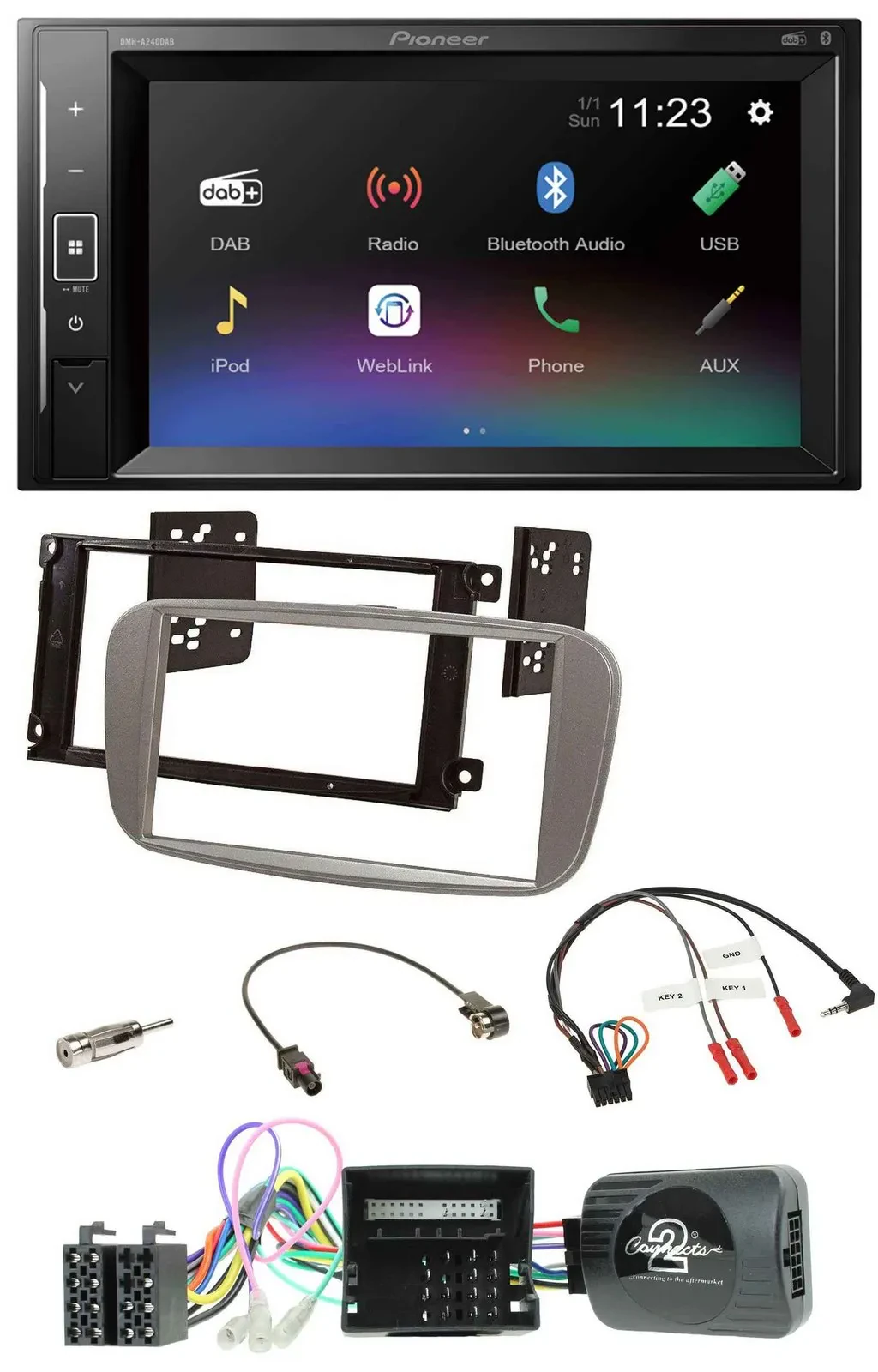 Pioneer DAB Lenkrad 2DIN Bluetooth USB Autoradio für Ford C Max Galaxy Focus Can