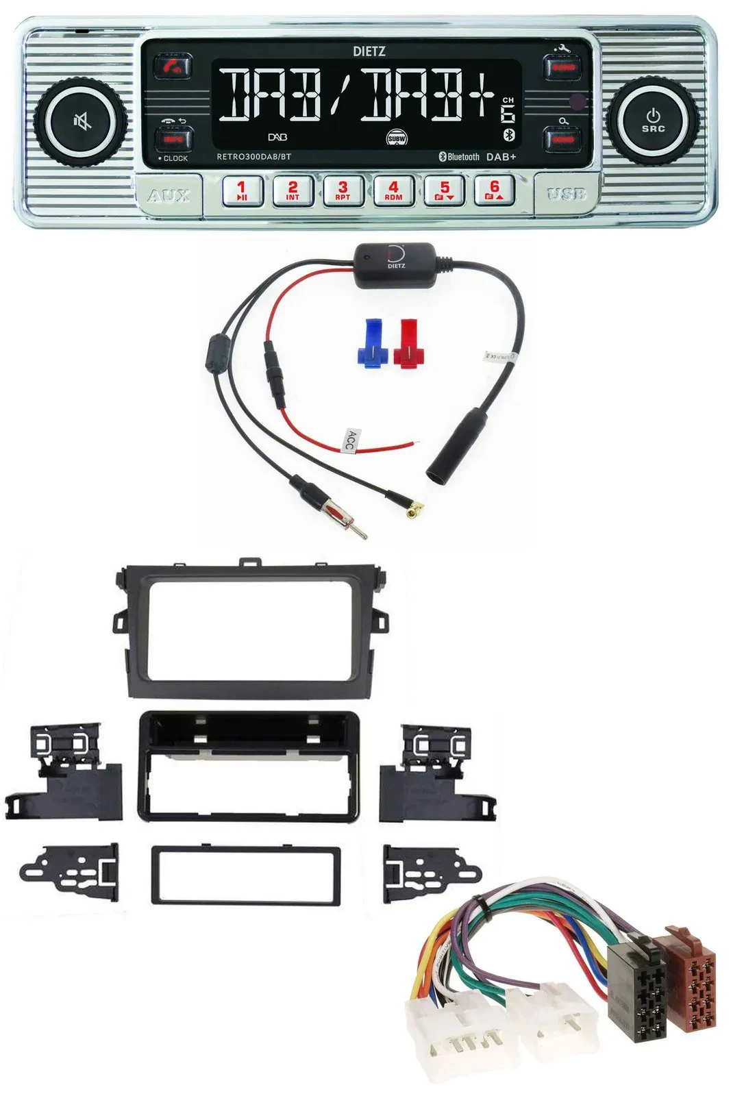Dietz DAB USB MP3 Bluetooth Autoradio für Toyota Corolla 2009-2012 silber