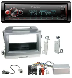Автомагнитола для Kia Sportage 3 (2010–2015) Pioneer DAB Bluetooth USB, серебристая