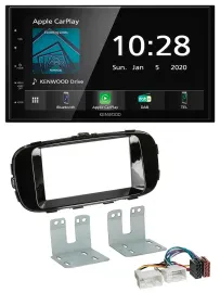 Kenwood Bluetooth MP3 DAB USB 2DIN Autoradio für Kia Soul PS ab 14 piano-schwarz