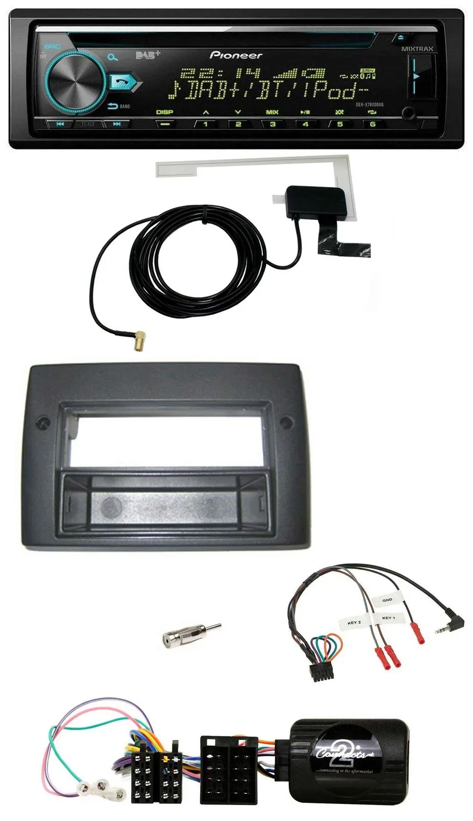 Автомагнитола для Fiat Stilo 2001–2007 Pioneer MP3, CD, USB, DAB с установочным карманом