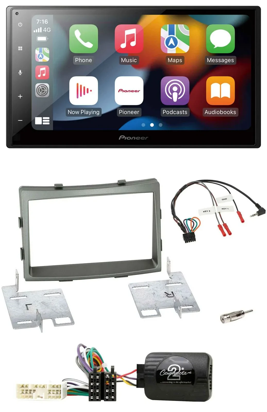 Pioneer DAB Bluetooth 2DIN USB Lenkrad Autoradio für SSangYong Rodius ab 2013