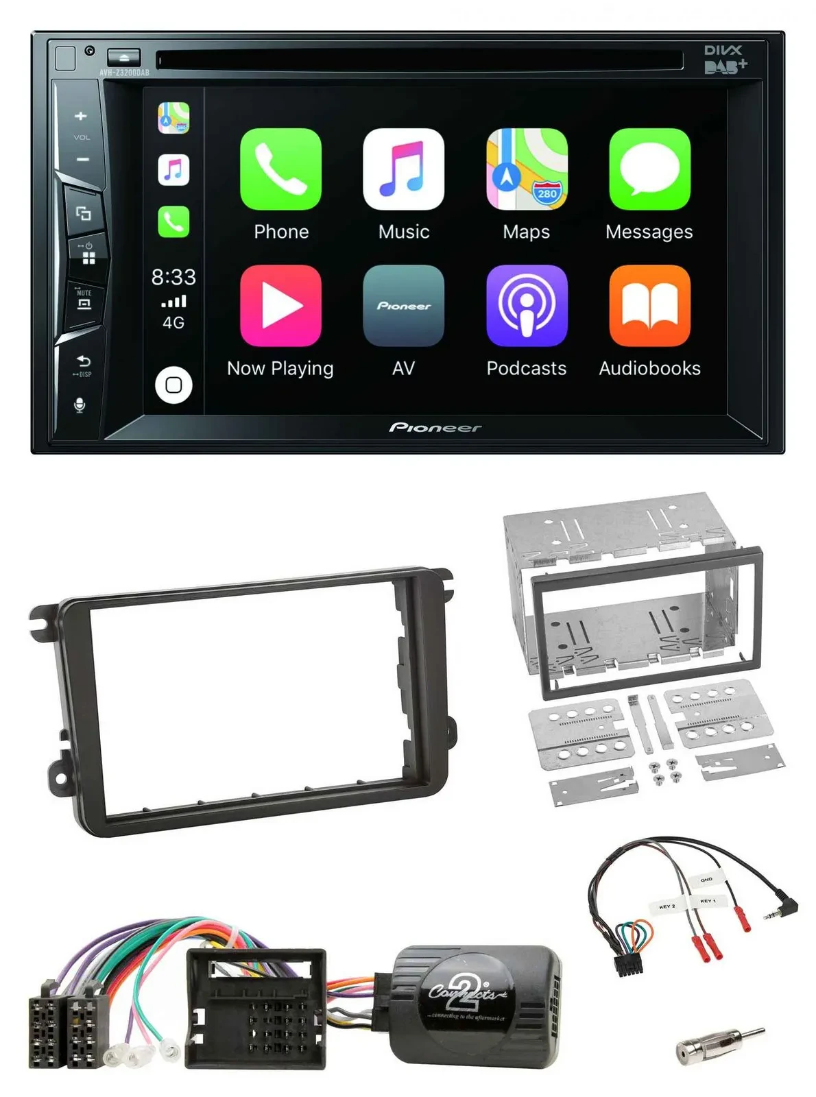 Pioneer Lenkrad USB DVD Bluetooth DAB 2DIN Autoradio für Skoda Fabia 5J 2007-201