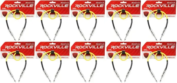 Патч-кабель инструментальный Rockville RCGT1.5Y Yellow 0.45 м (10 штук)