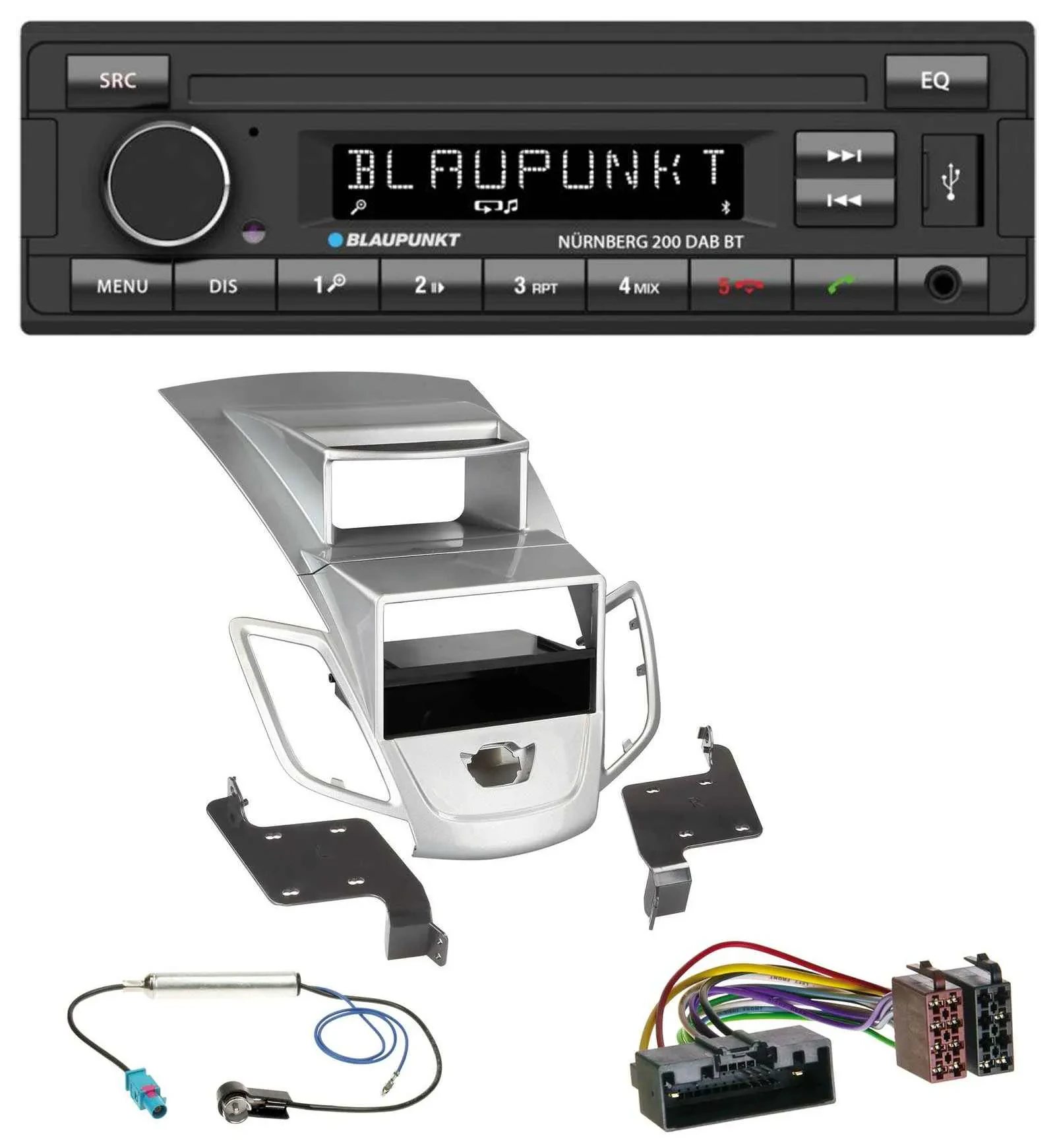 Blaupunkt USB DAB MP3 Bluetooth Autoradio für Ford Fiesta Display 10-17 silber