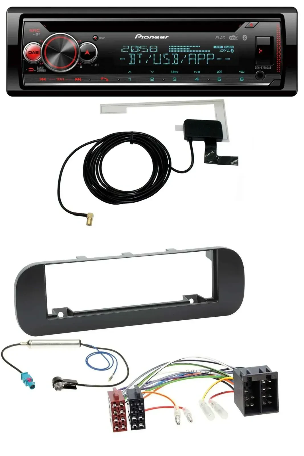 Автомагнитола Pioneer DAB CD MP3 USB Bluetooth для Fiat Panda (с 2012) черная