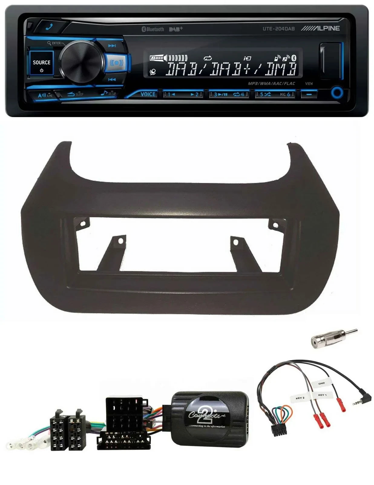 Автомагнитола Alpine USB Bluetooth DAB с поддержкой кнопок на руле для Citroen Nemo / Fiat Fiorino / Peugeot