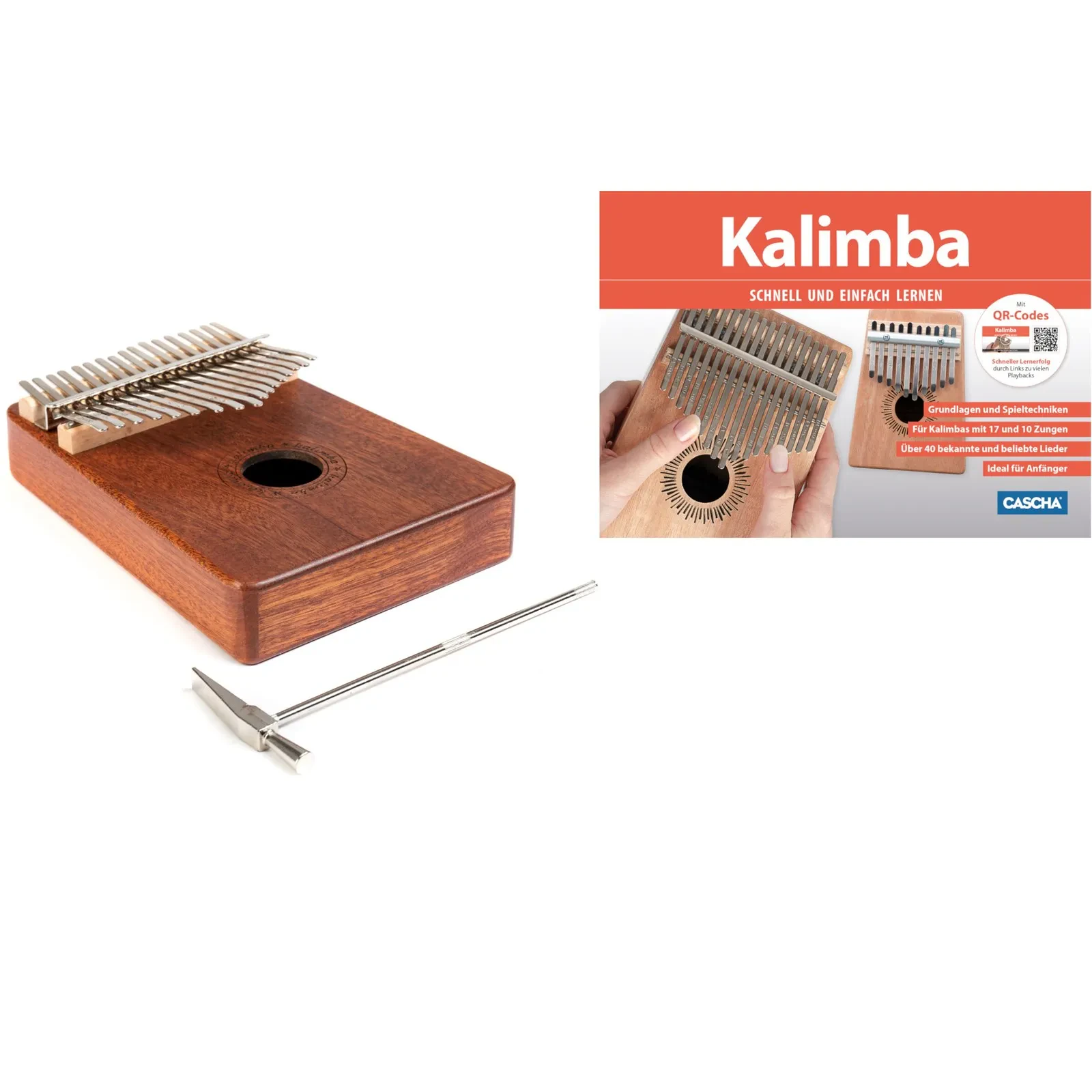 Fame FK-1 Kalimba Set, Anfänger Ritual Percussion, 88 Seiten Lehrbuch, DIN A5