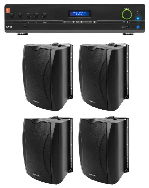 Настенная акустика JBL WET-6B Black с усилителем (4 штуки)