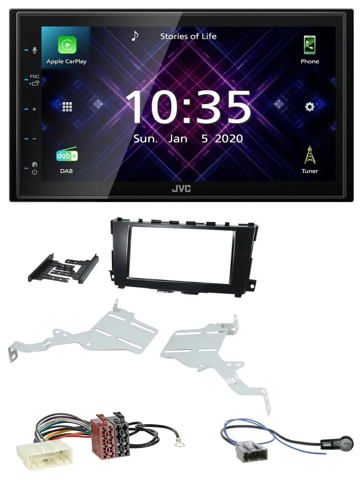 Автомагнитола JVC 2DIN, DAB, MP3, Bluetooth, USB для Nissan Altima (2013–2018)
