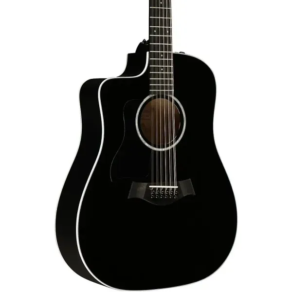 Taylor 250ce Plus Dreadnought 12-String Left-Handed Acoustic-Electric Guitar Blk