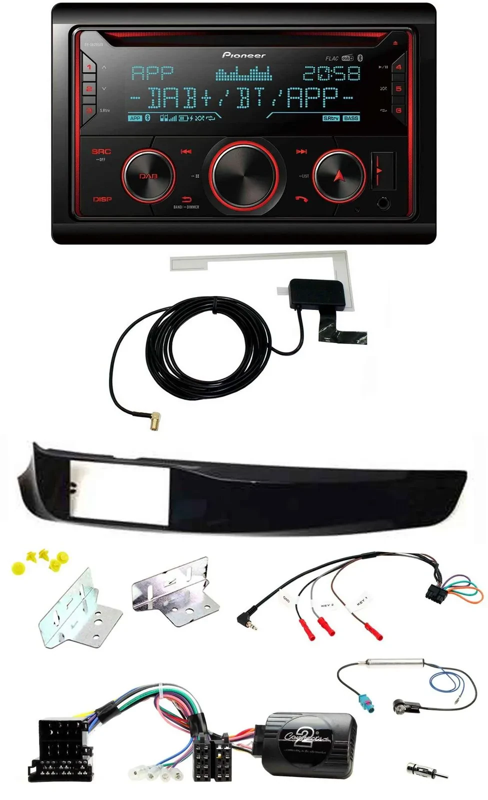 Автомагнитола для Alfa Romeo Giulietta (940) 2010–2014 Pioneer 2-DIN, DAB, USB, CD, Bluetooth, поддержка кнопок на руле
