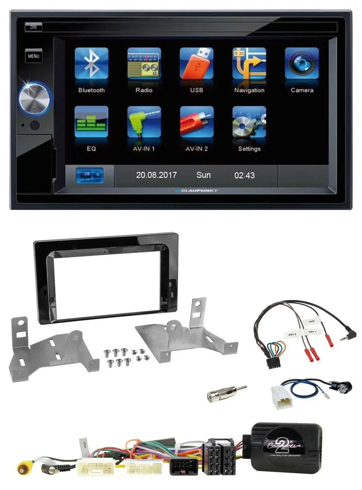 Blaupunkt SD USB TMC Bluetooth 2DIN Lenkrad Navigation für Toyota Aygo AB7 ab 22