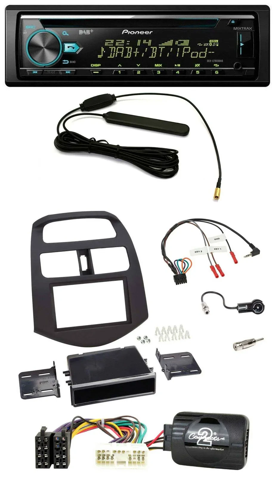 Автомагнитола для Chevrolet Spark Pioneer CD/MP3, DAB, USB, поддержка управления с руля (KLM, 2012–2013)