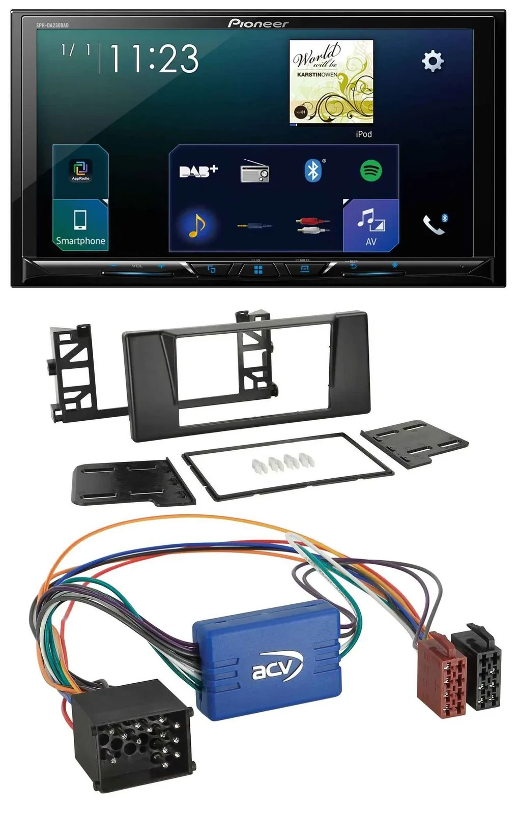 Автомагнитола Pioneer 2DIN, Bluetooth, USB, DAB, MP3 для BMW X5 E53 / 5er E39 (Rundpin)