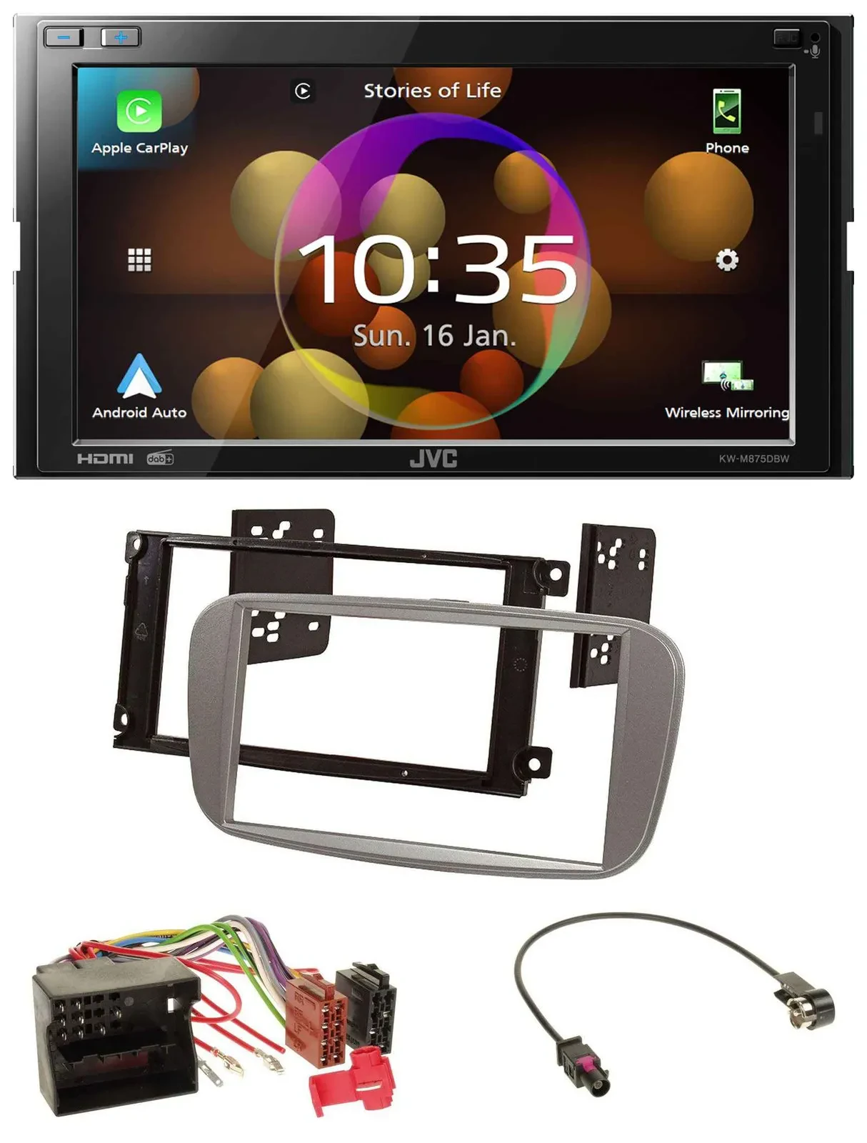 JVC DAB MP3 2DIN Bluetooth USB Autoradio für Ford Mondeo 07-14 S-Max silber