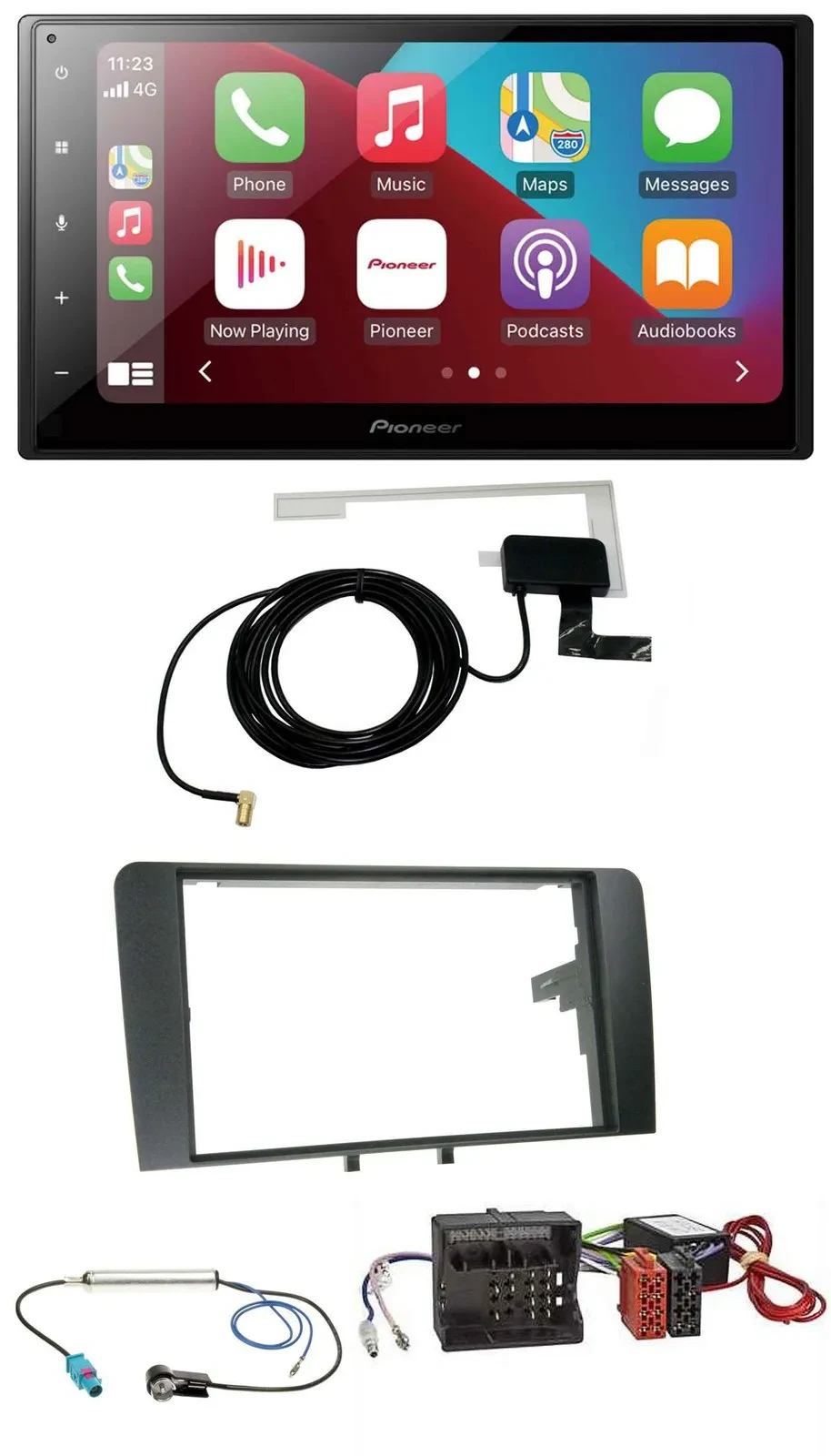 Pioneer USB Bluetooth DAB MP3 2DIN Autoradio für Audi A3 8P 2003-2012 Aktivsyste