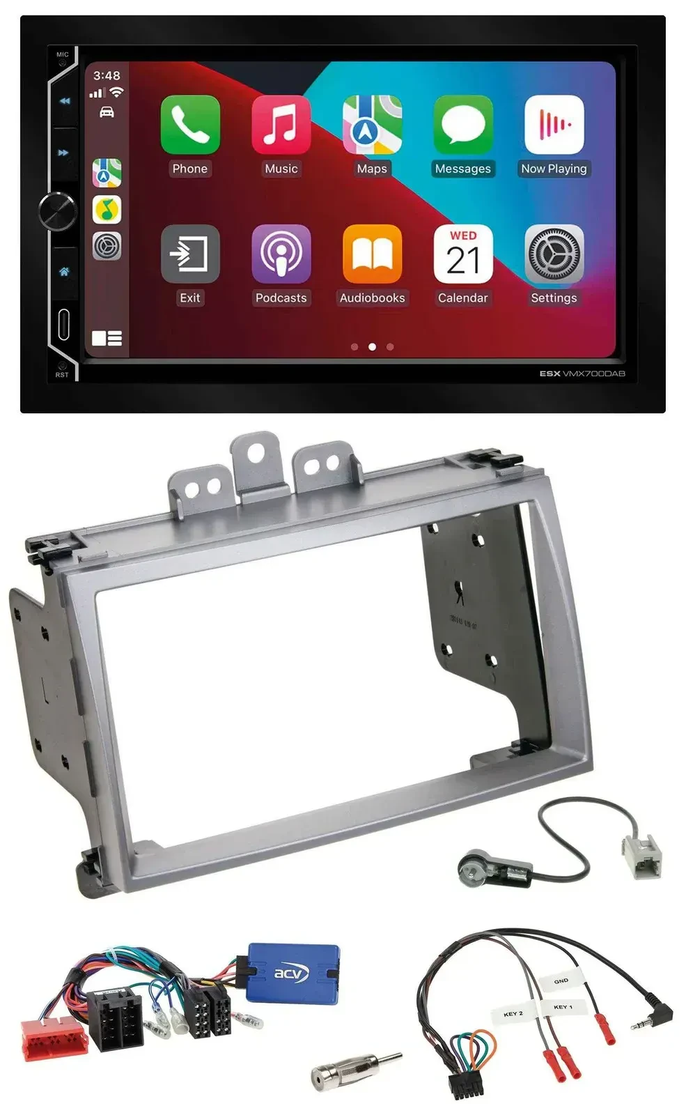 ESX 2DIN DAB USB Lenkrad Bluetooth Autoradio für Hyundai i20 2009-2012 silber