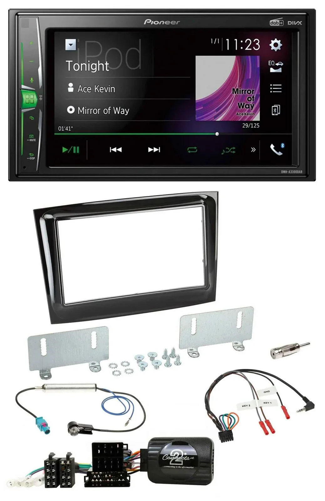 Pioneer 2DIN Lenkrad DAB USB Bluetooth Autoradio für Fiat Doblo VDO ab 2015 pian