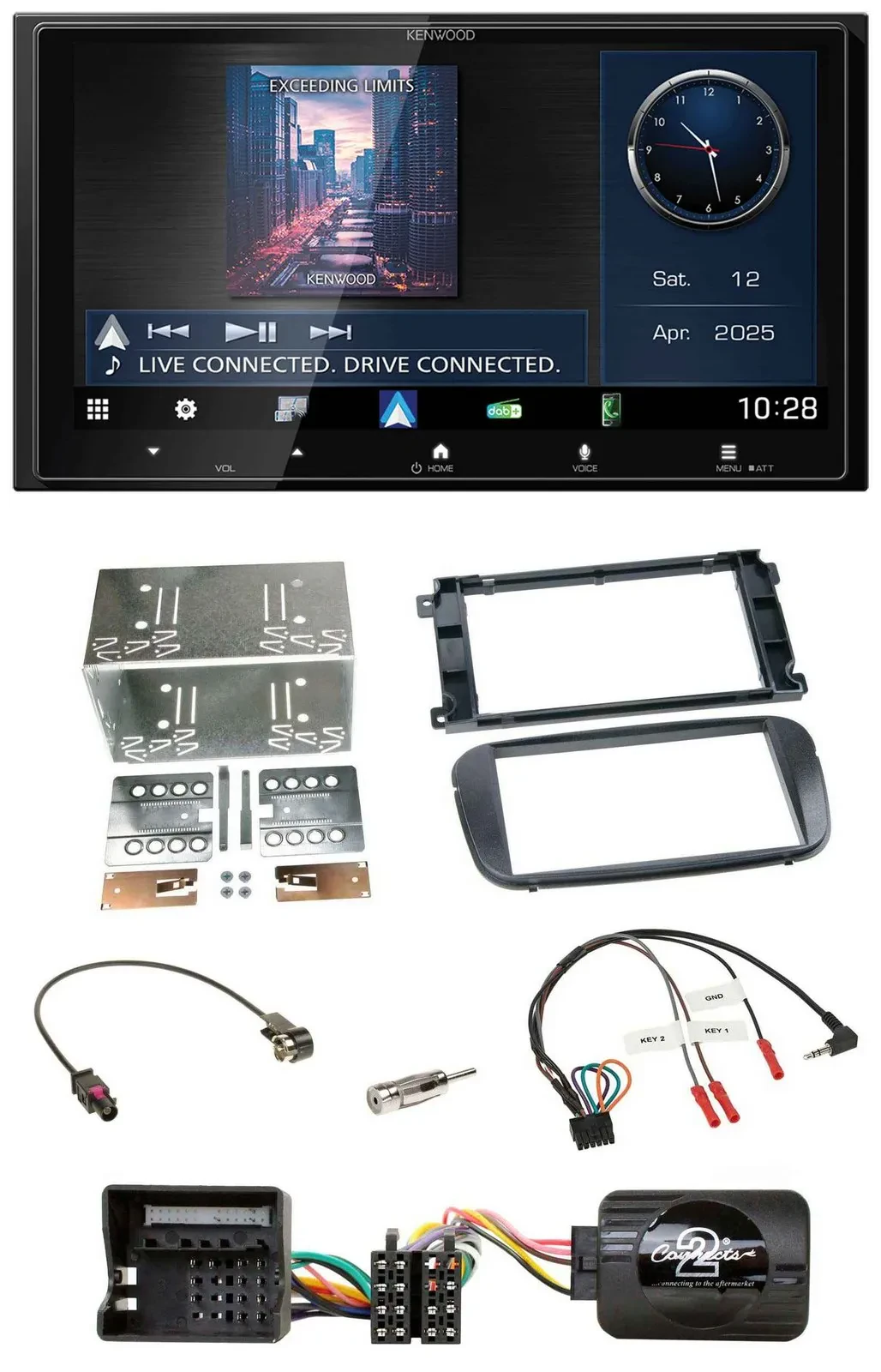 Kenwood Bluetooth 2DIN USB DAB Lenkrad Autoradio für Ford S-Max Mondeo 07-14 Pro