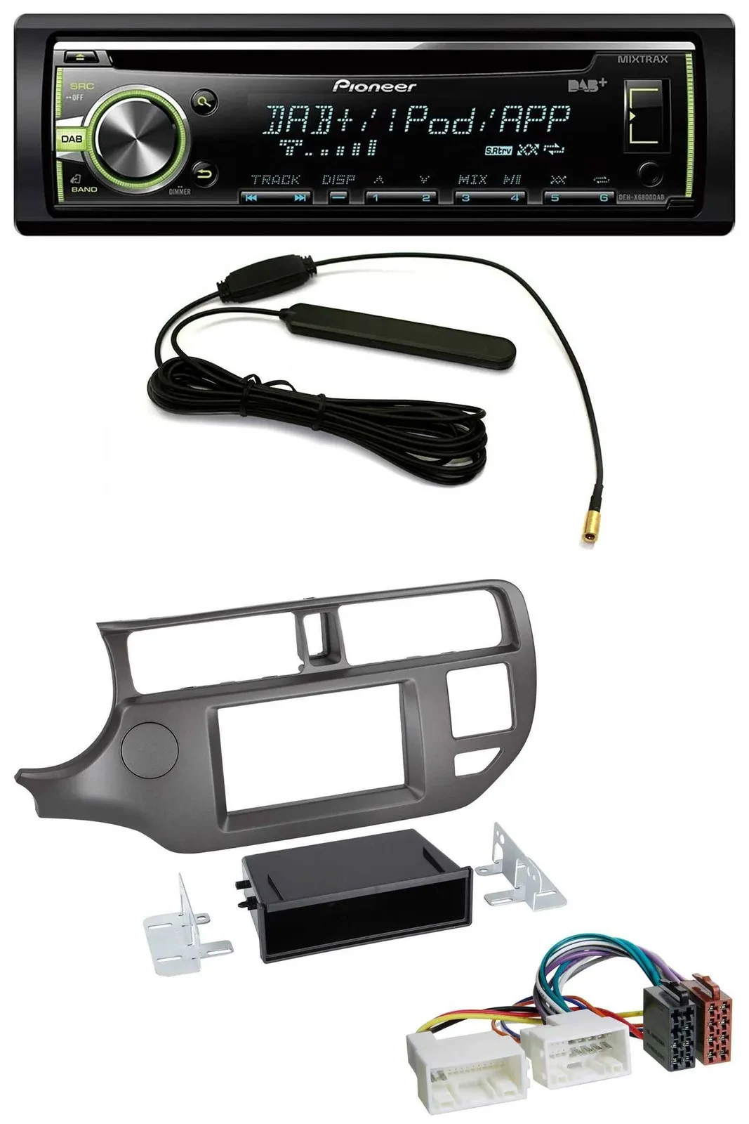Pioneer MP3 USB CD DAB AUX Autoradio für Kia Rio UB 2011-2014 anthrazit