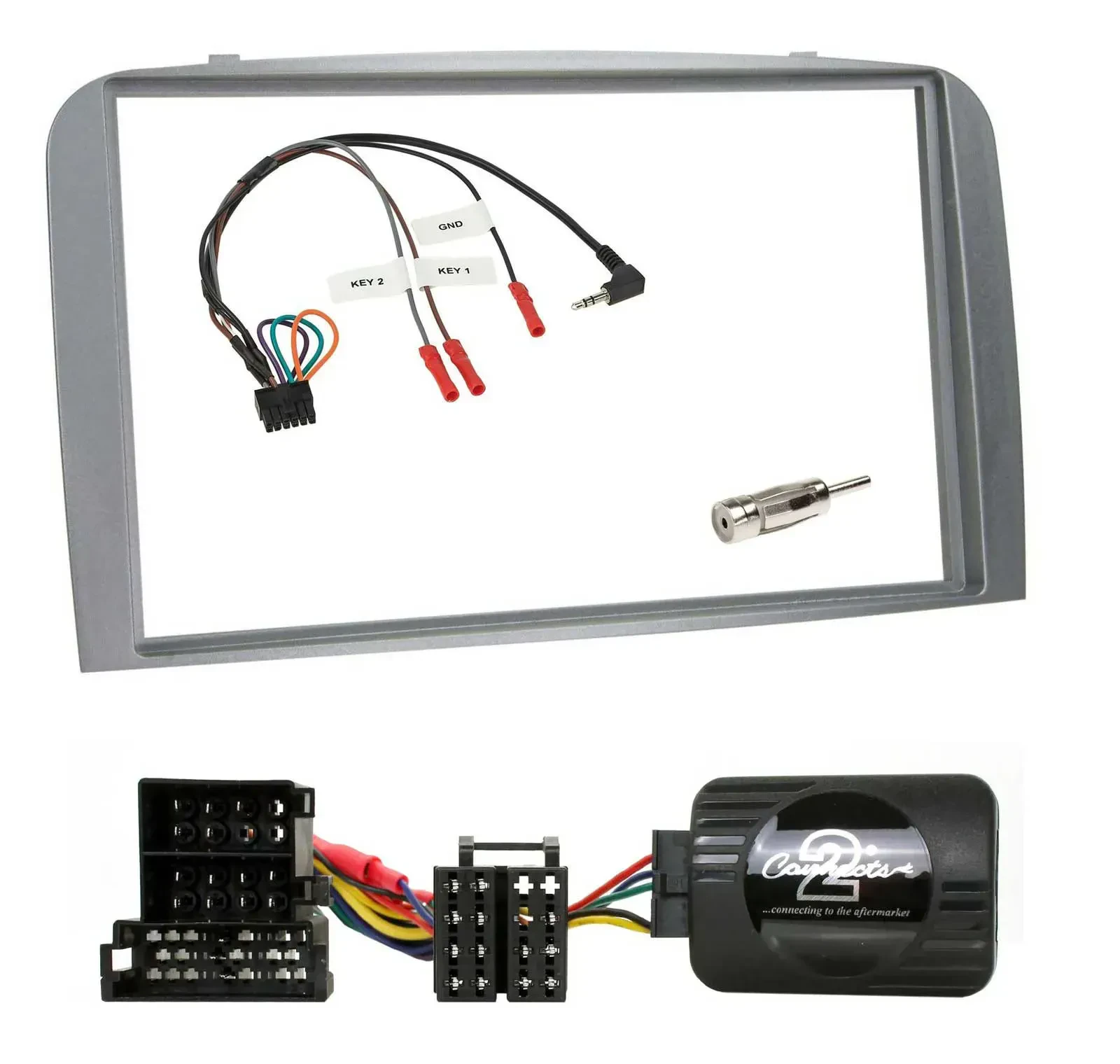 Einbauset Lenkradadapter Doppel DIN Autoradio für Alfa Romeo 147 GT 04-10 silber