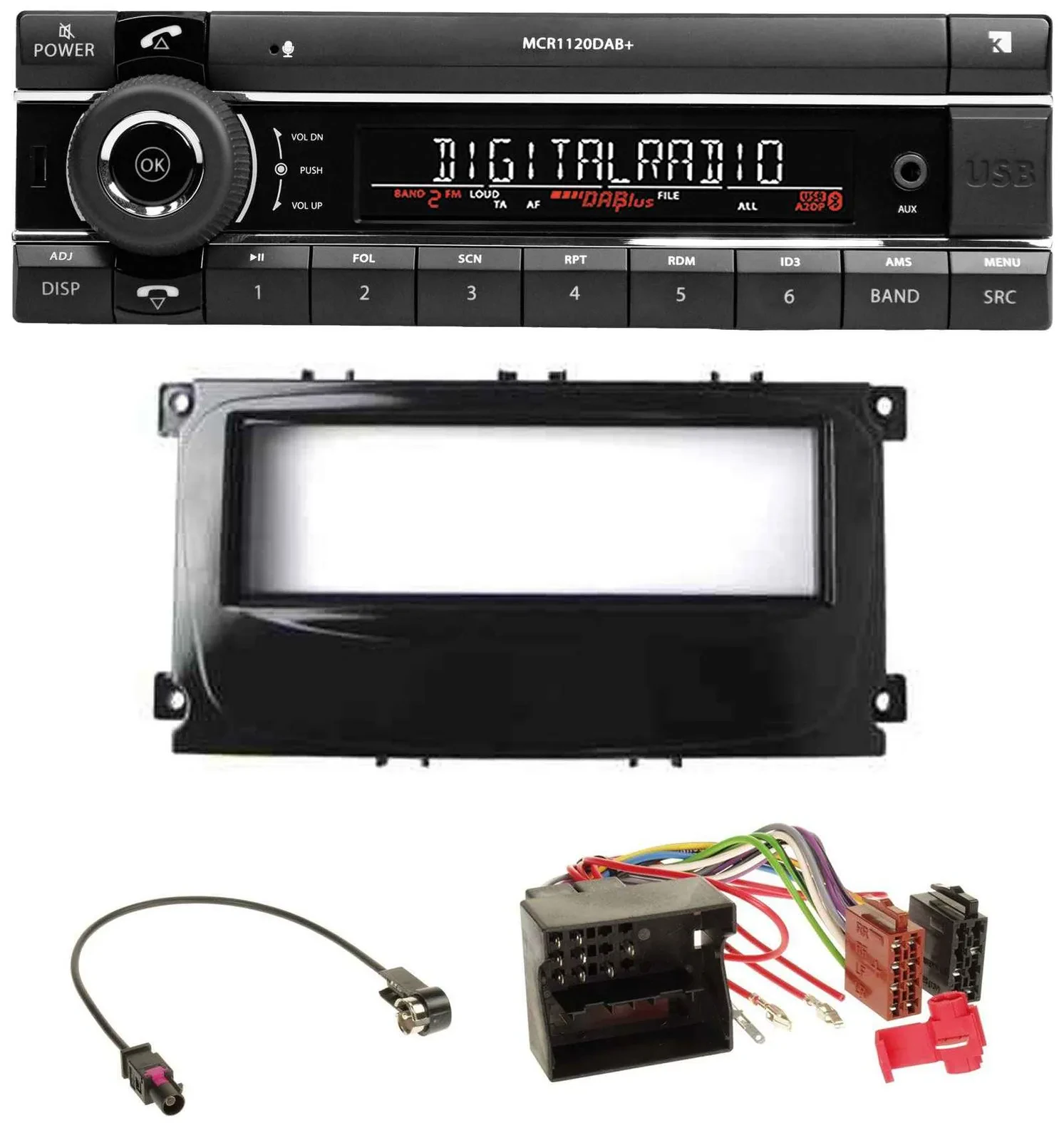 Kienzle Bluetooth MP3 USB DAB Autoradio für Ford Mondeo S-Max 07-14 glänzend sch