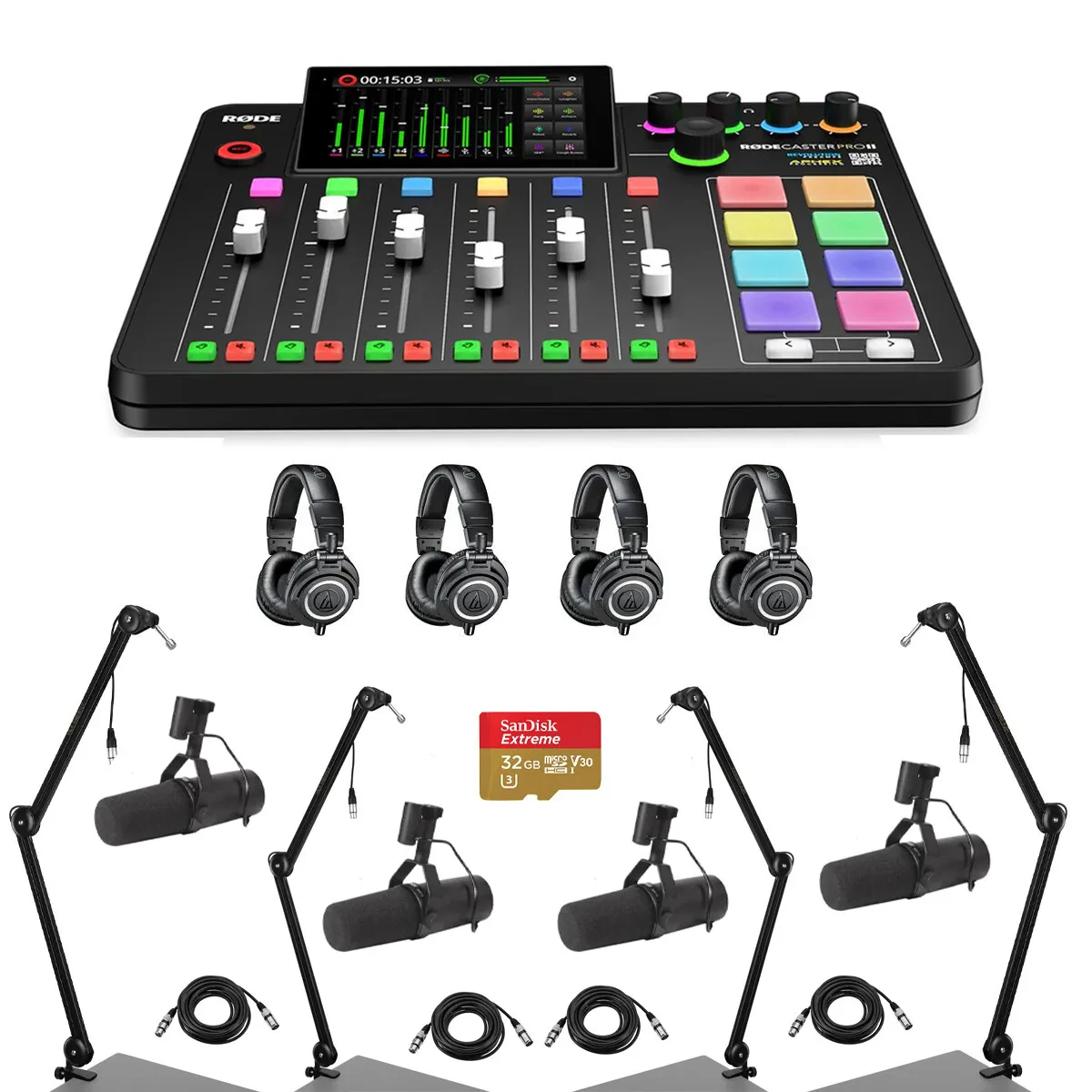 Комплект для подкастов Rode RCPIISHK3 RODECaster Pro II Integrated Audio Production Studio Console Bundle