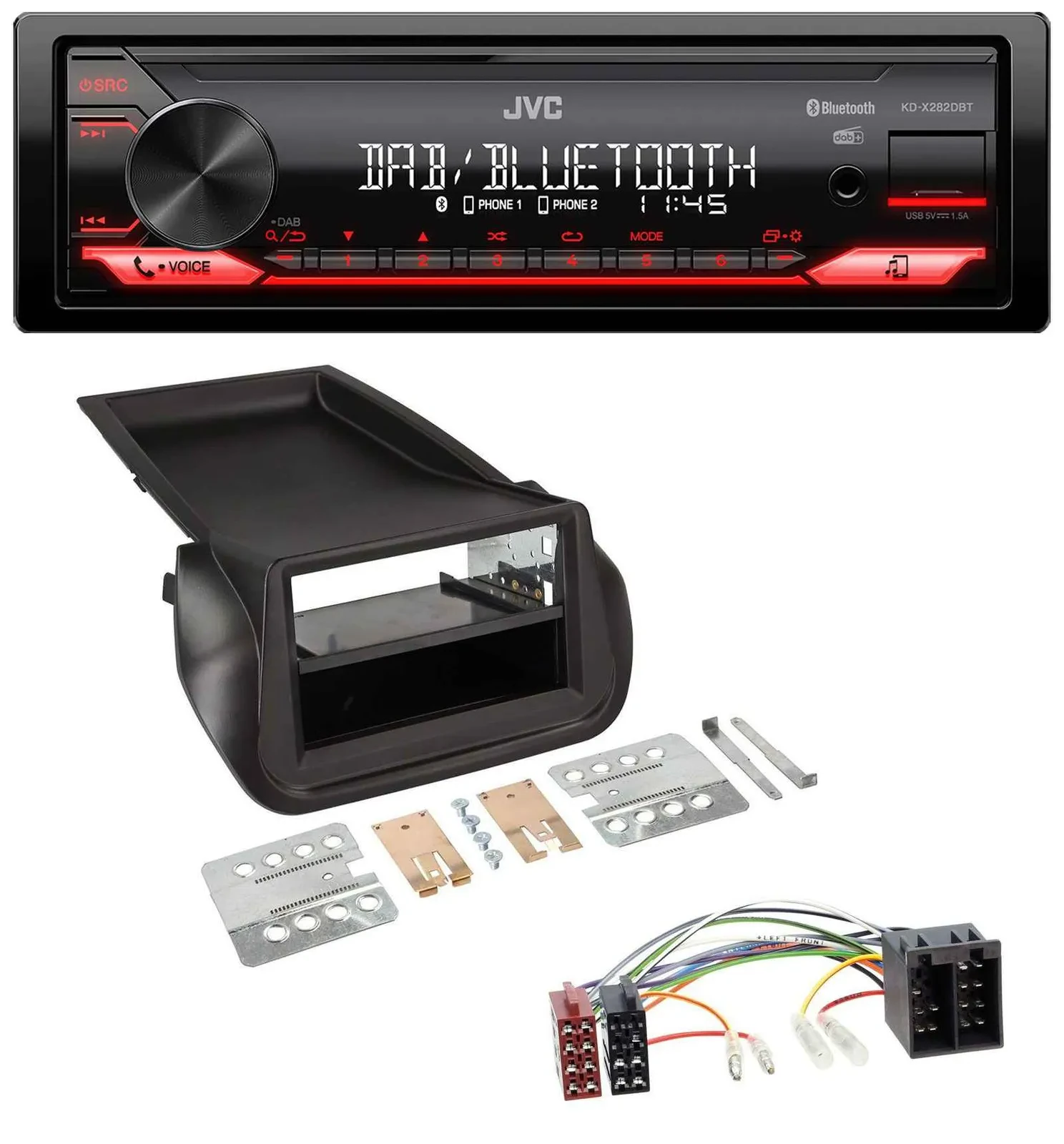 JVC Bluetooth USB DAB MP3 Autoradio für FIAT Fiorino (ab 2008)
