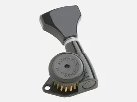Hipshot LEFTY/LEFT-HANDED BLACK 6-InLine Grip-Lock Open STAGGERED Locking Tuners