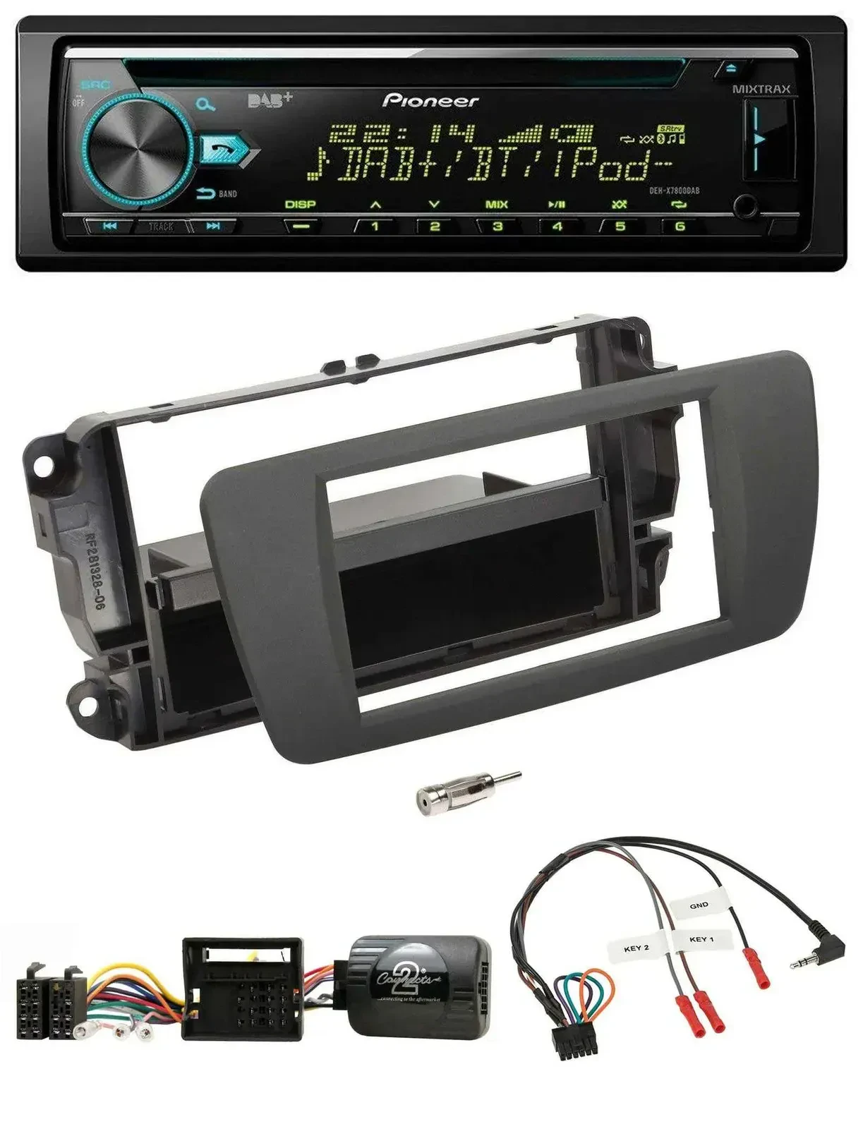 Автомагнитола для Seat Ibiza Pioneer DAB, CD, USB, Bluetooth, серый