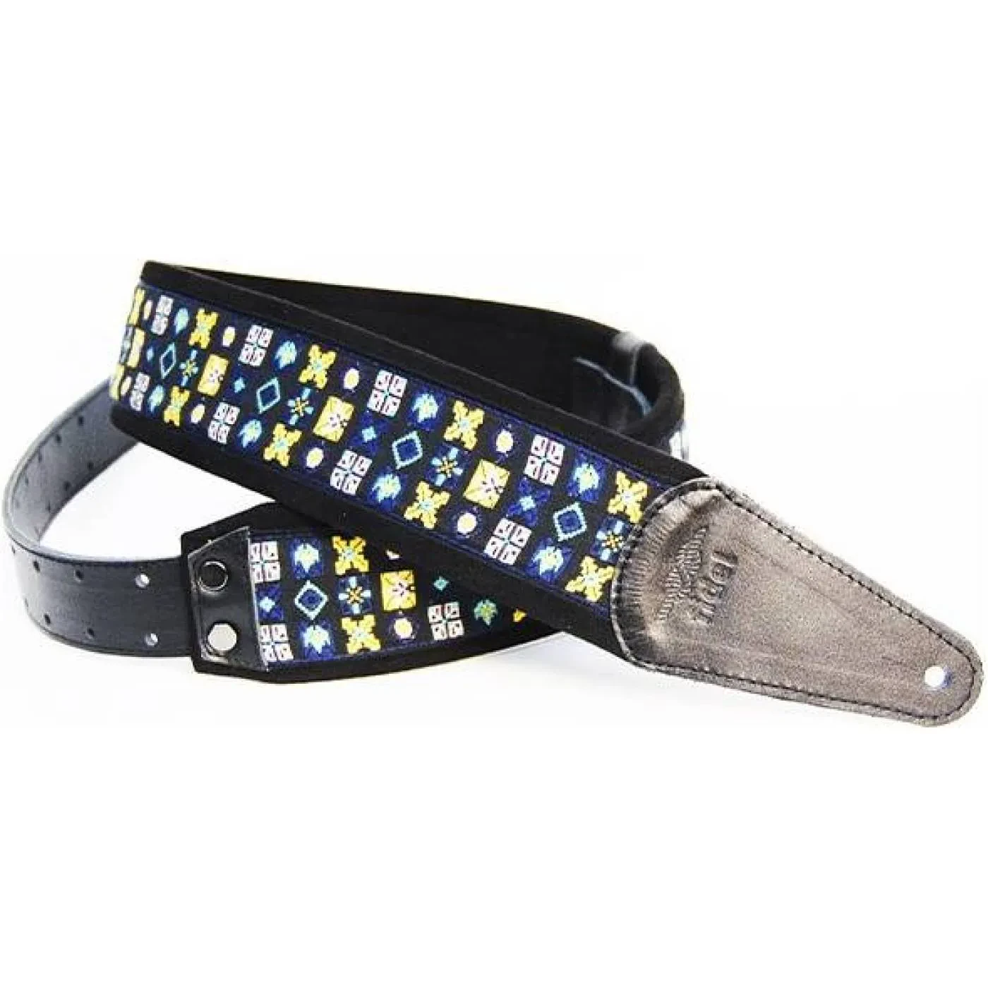 Ремень для гитары Fidel FL22015E Ergo Yellow Blue Square Pattern