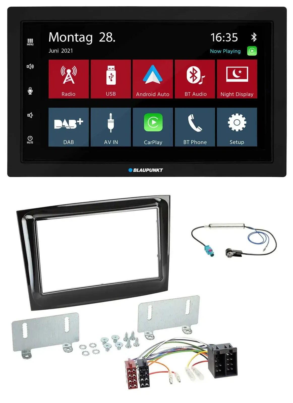 Blaupunkt MP3 Bluetooth DAB 2DIN USB Autoradio für Fiat Doblo ab 15 piano schwar