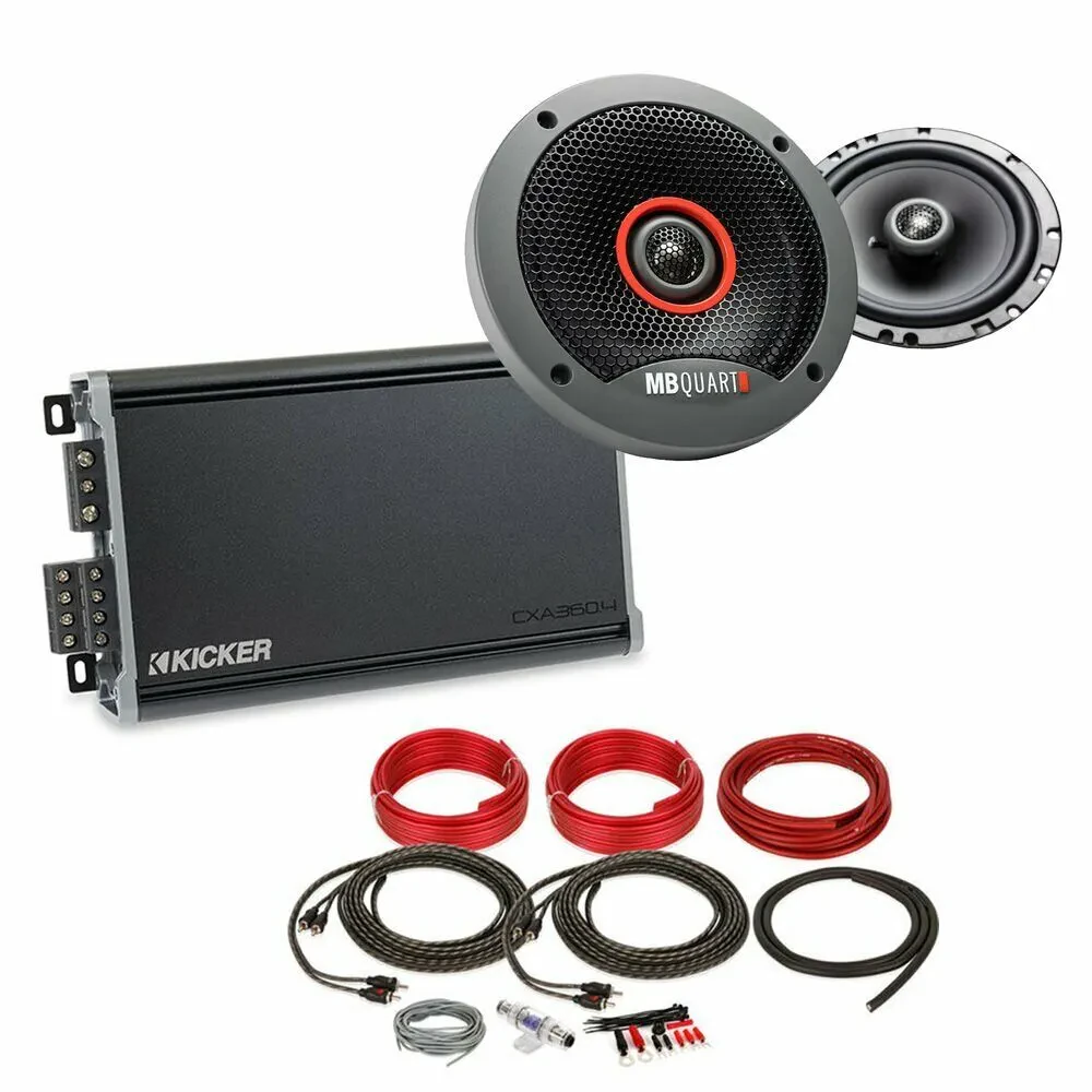 Kicker 46CXA3604T 4-Channel Class A/B Amplifier w/ 6.5" Speakers & 8 AWG Amp Kit